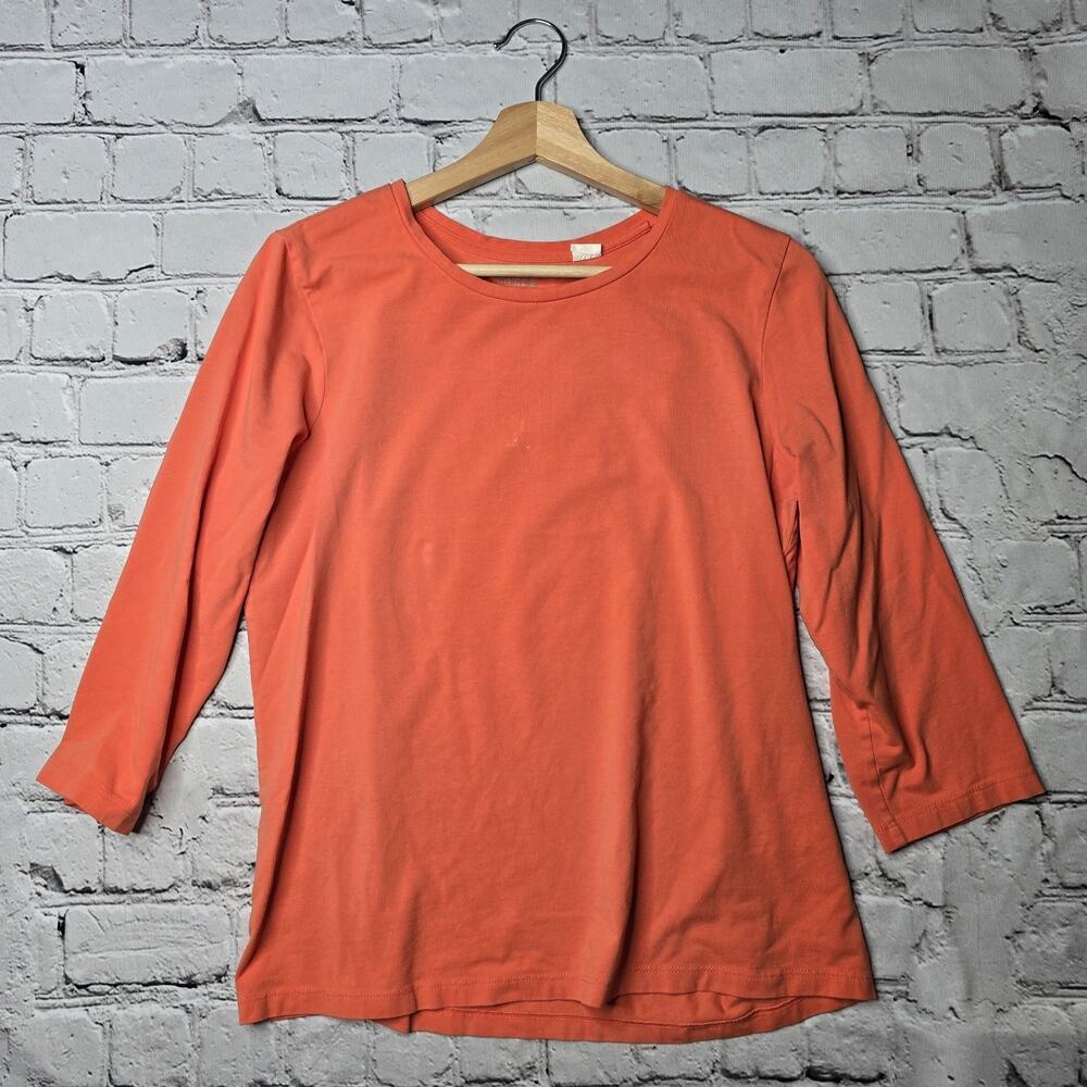Chico's True Color Tee Pima Cotton Blend Orange Crew Neck With Flaws Chico's‎ 2